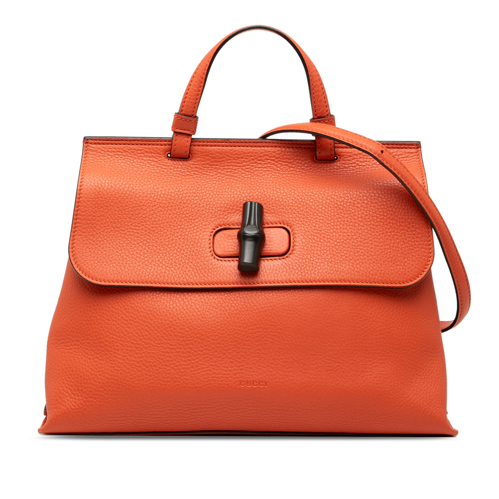 Pre-Loved Gucci Medium Calfskin Bamboo Daily Satchel